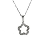 0.10 Cts. 14K White Gold Diamond Outlined Flower